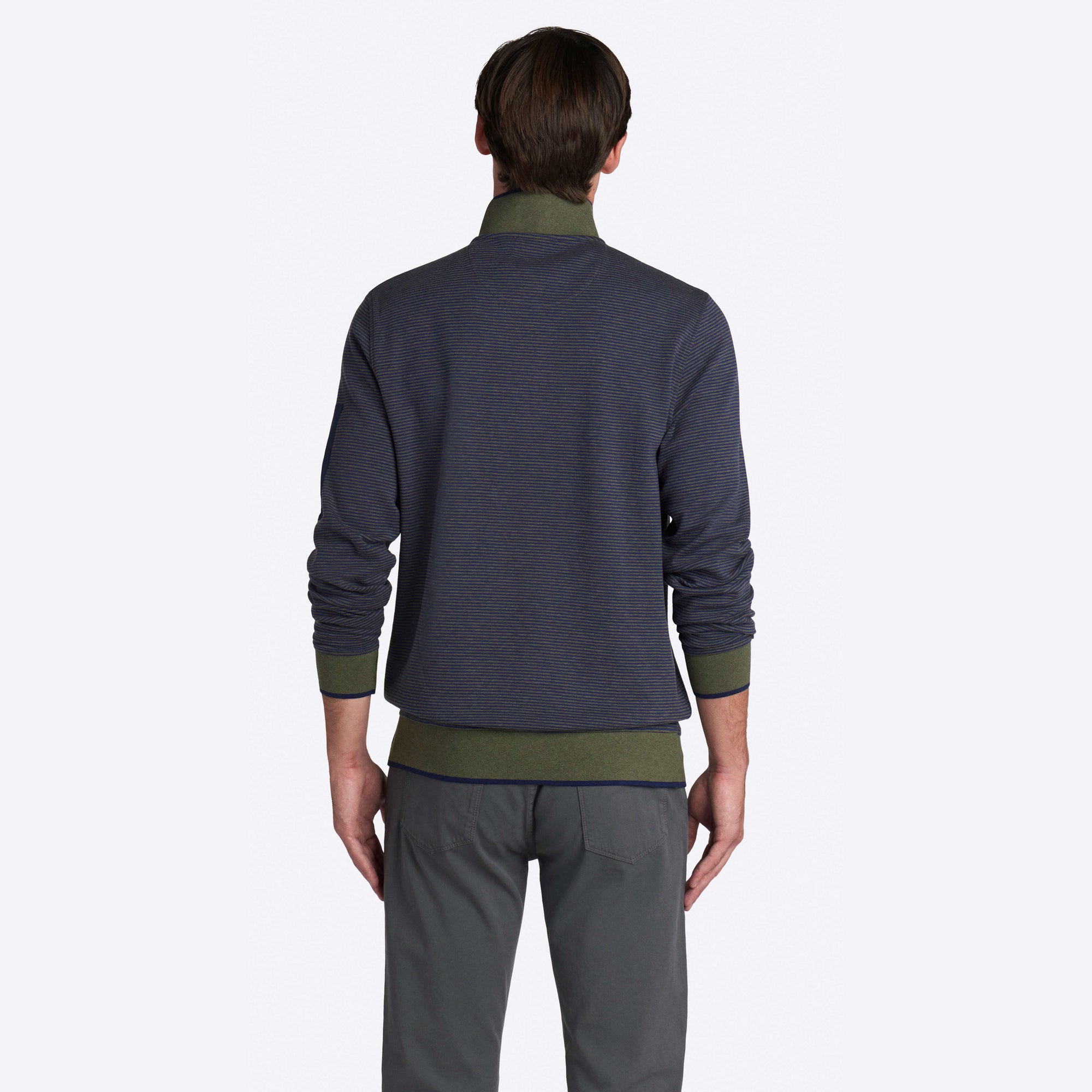 Striped Quarter Zip Mock Neck Pullover
