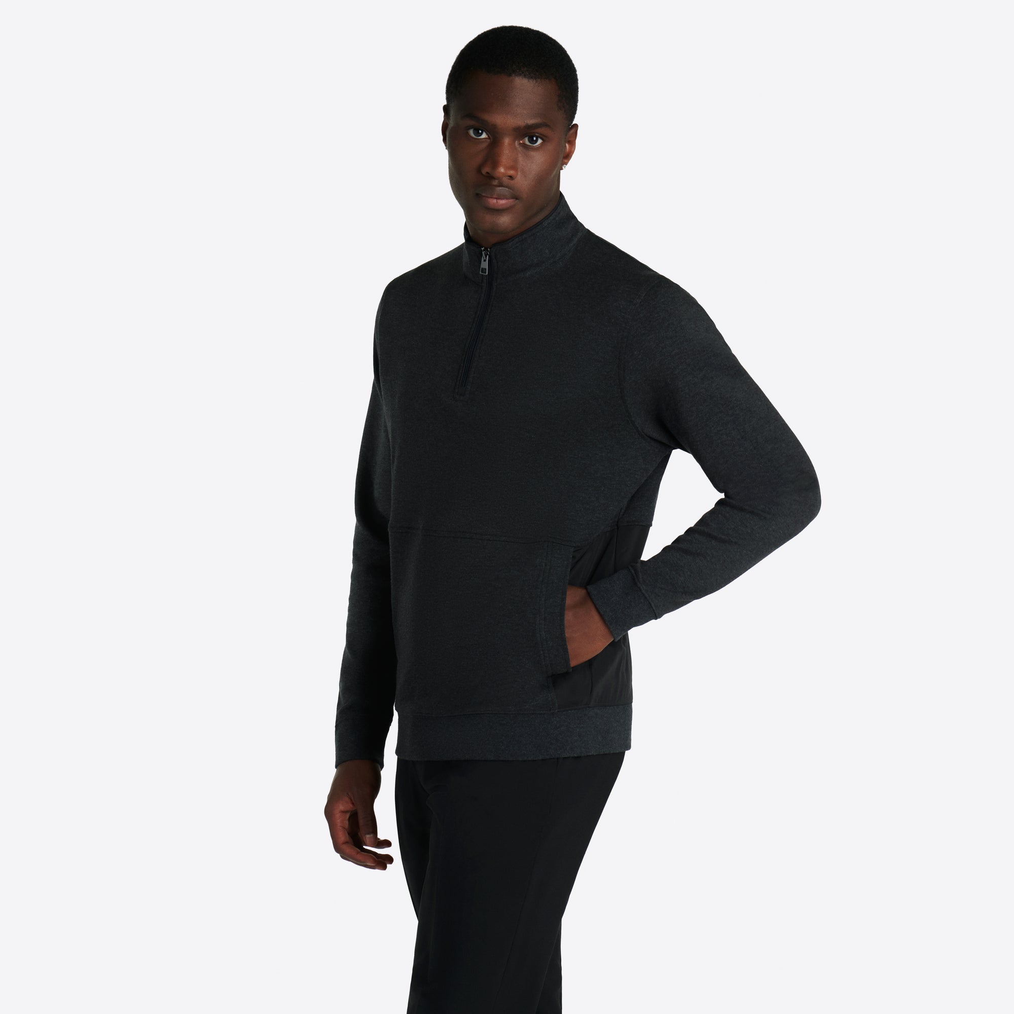 Heather Quarter Zip Mock Neck Pullover