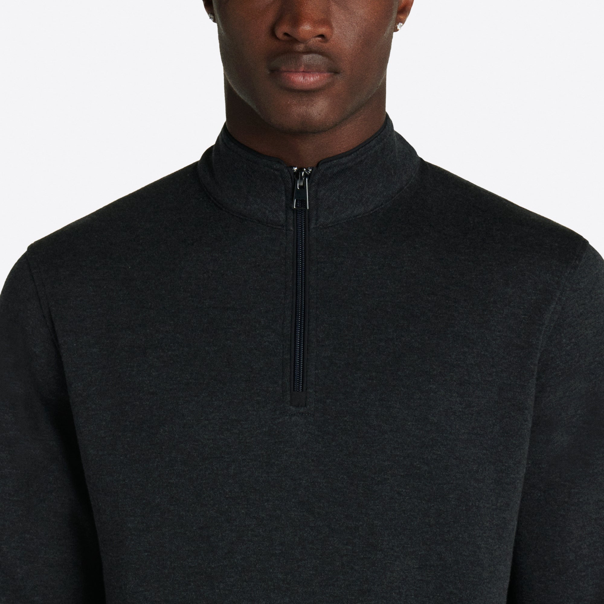 Heather Quarter Zip Mock Neck Pullover
