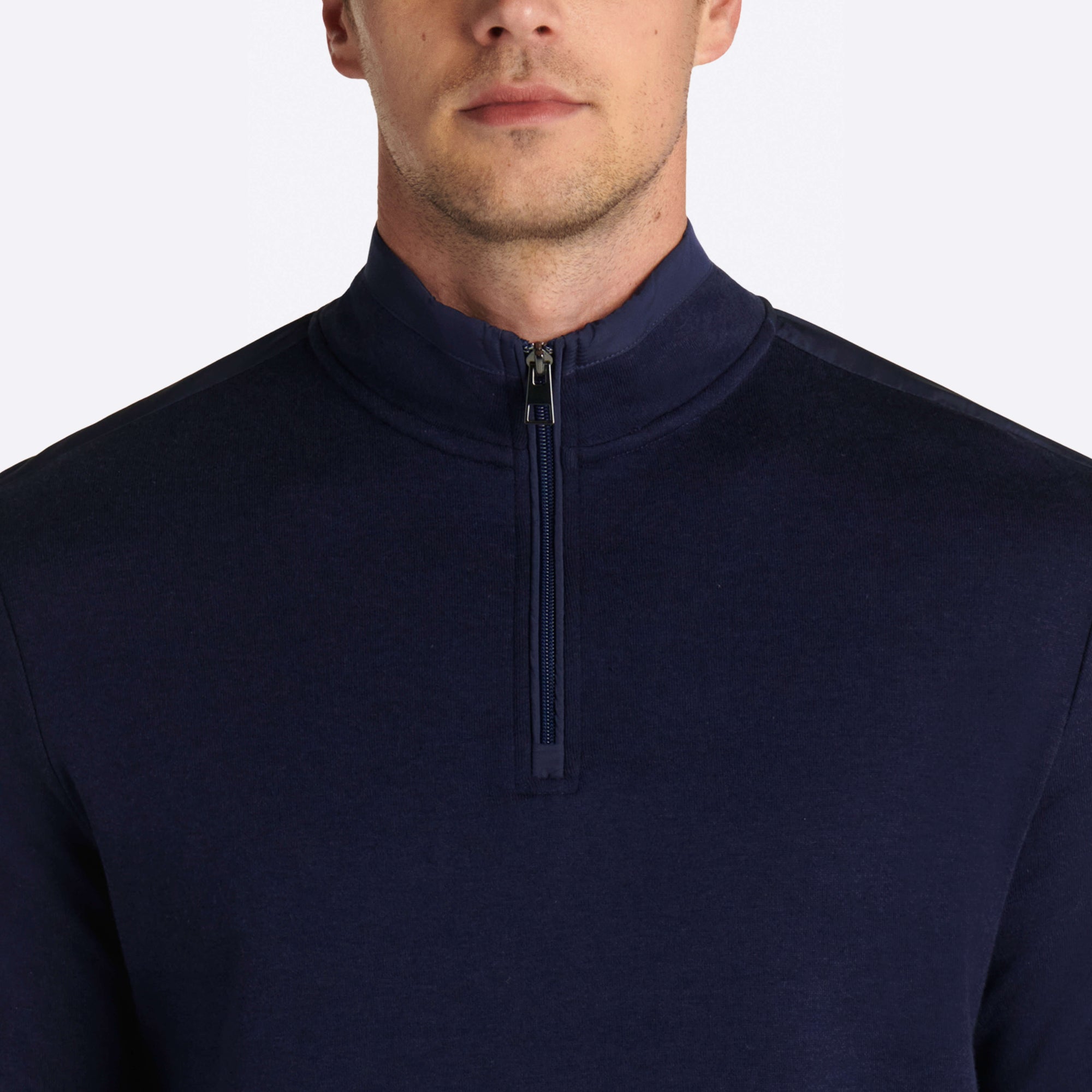 Heather Quarter Zip Mock Neck Pullover