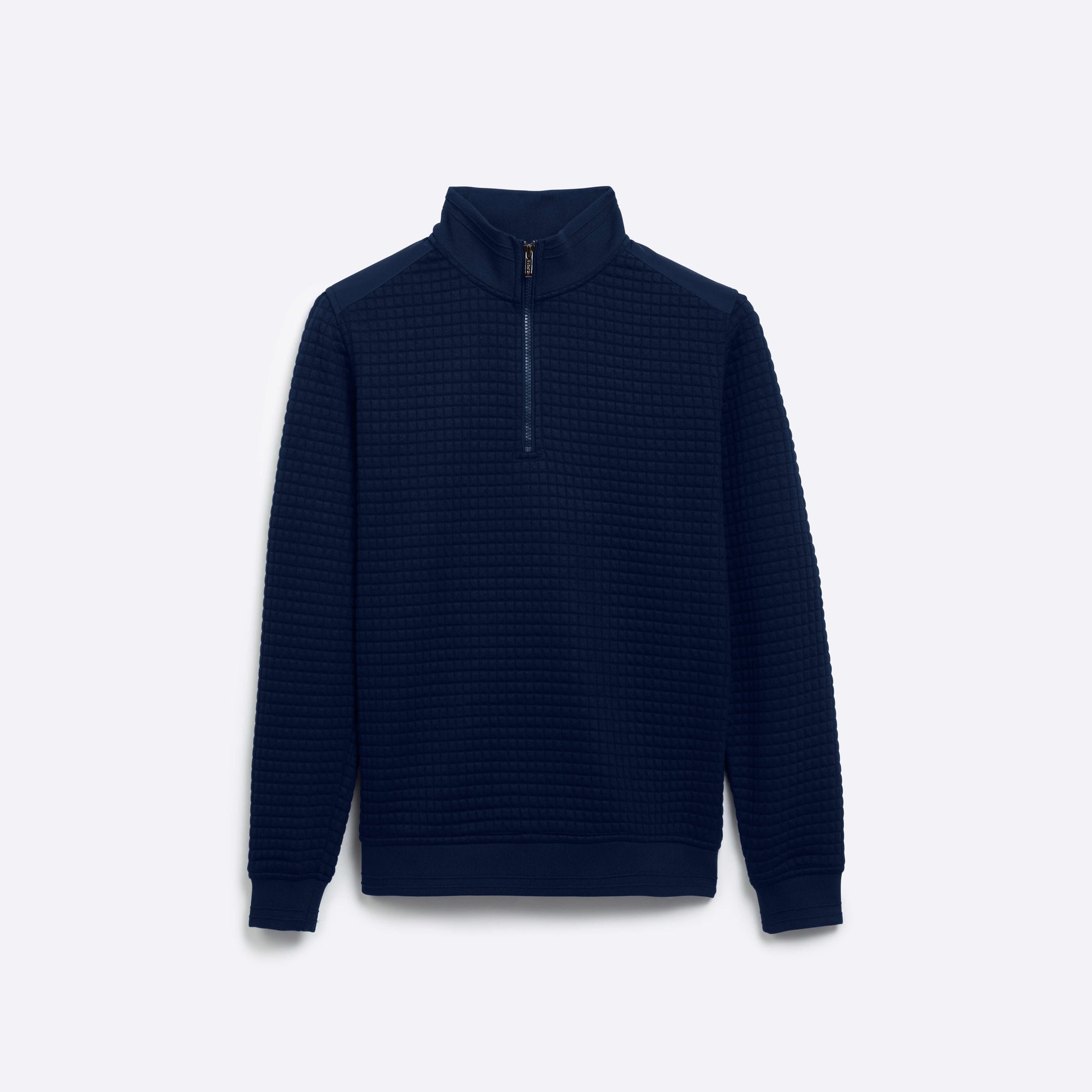 Waffle Knit Quarter Zip Mock Neck Pullover