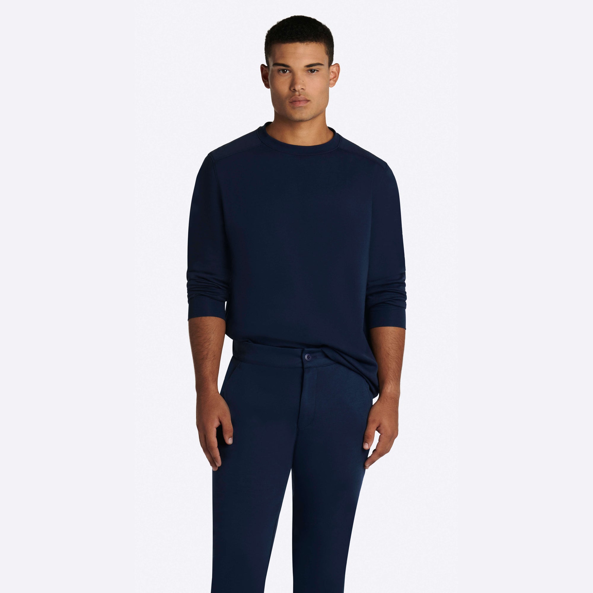 COMFORT Solid Long Sleeve Crew Neck Pullover