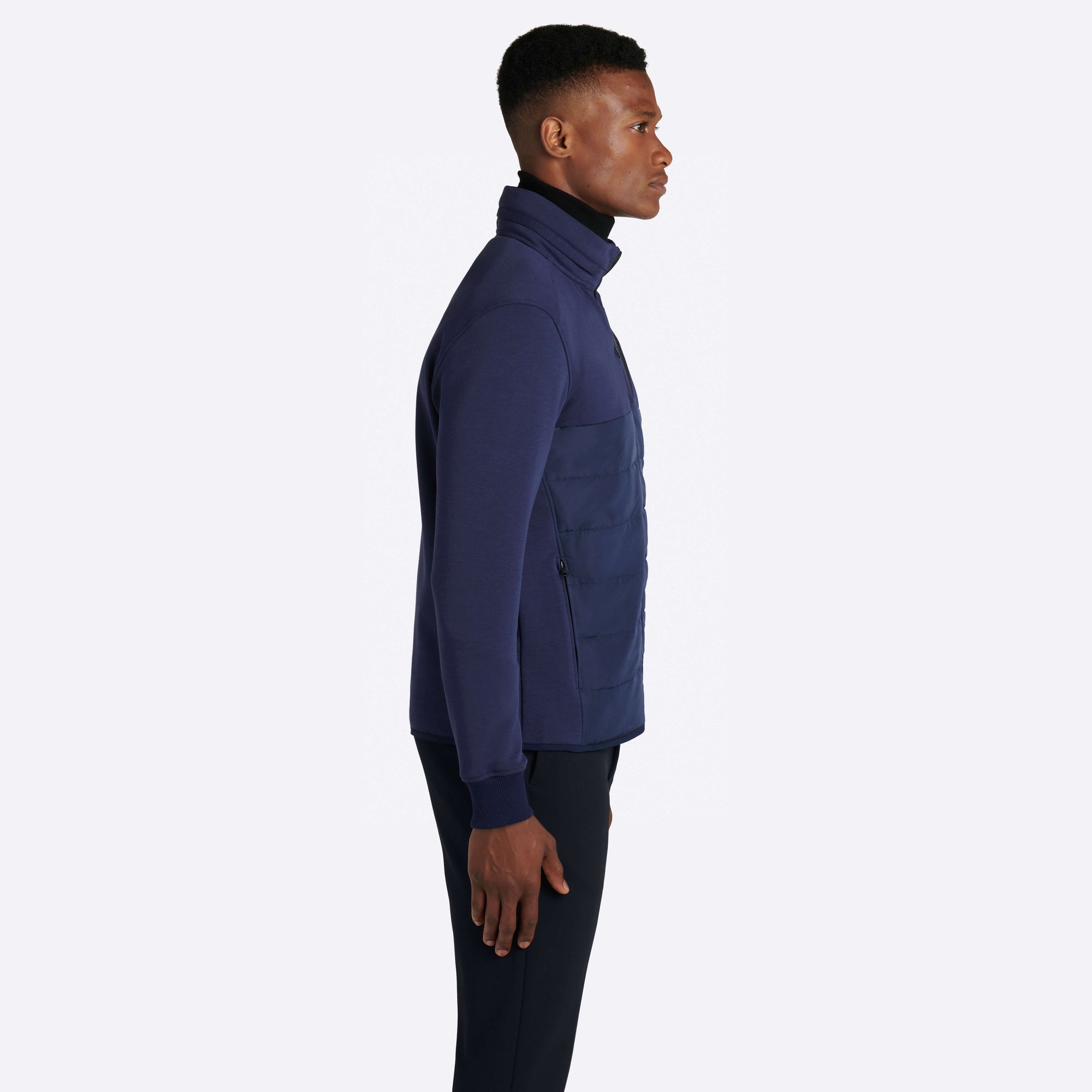 Solid Mock Neck Jacket with Hood