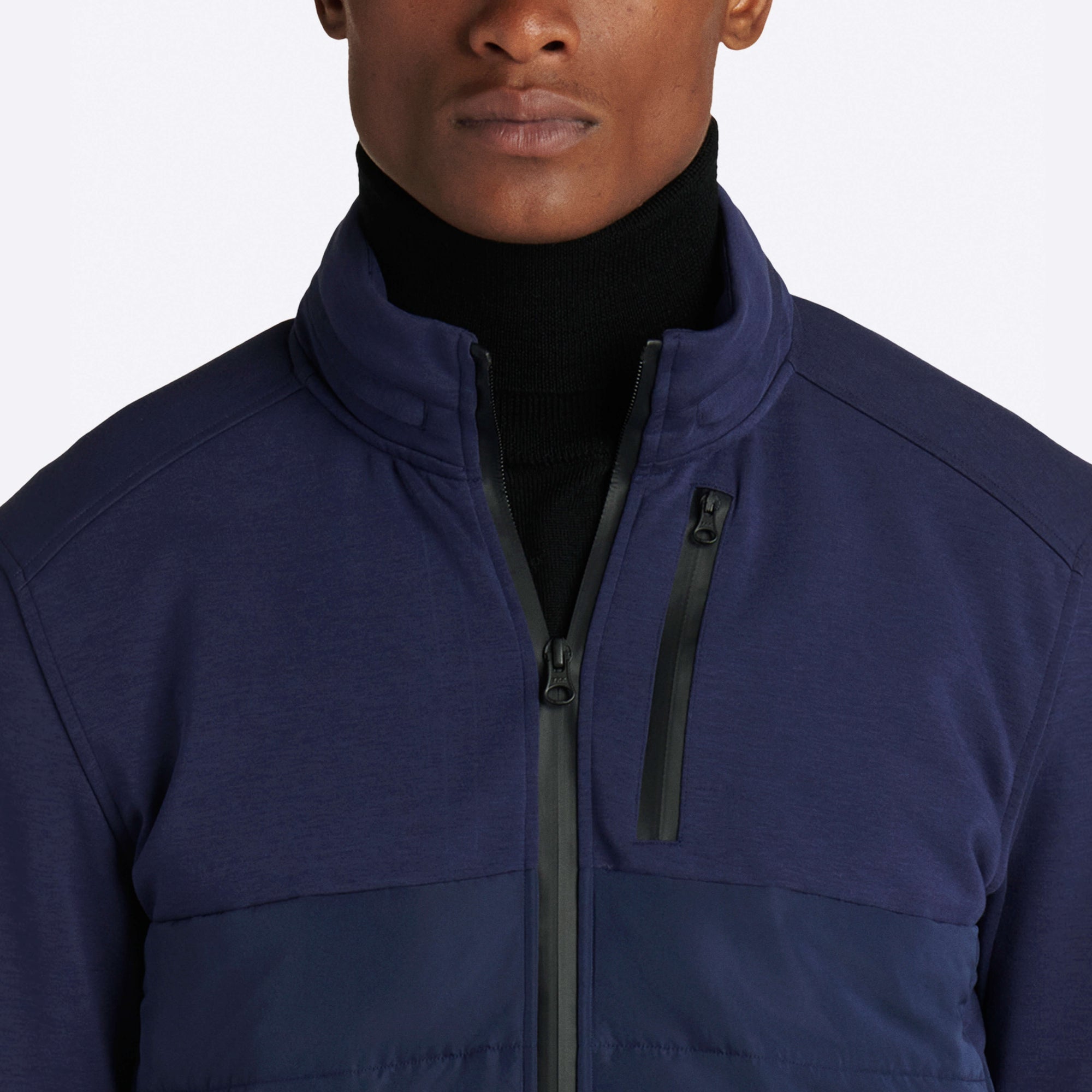 Solid Mock Neck Jacket with Hood