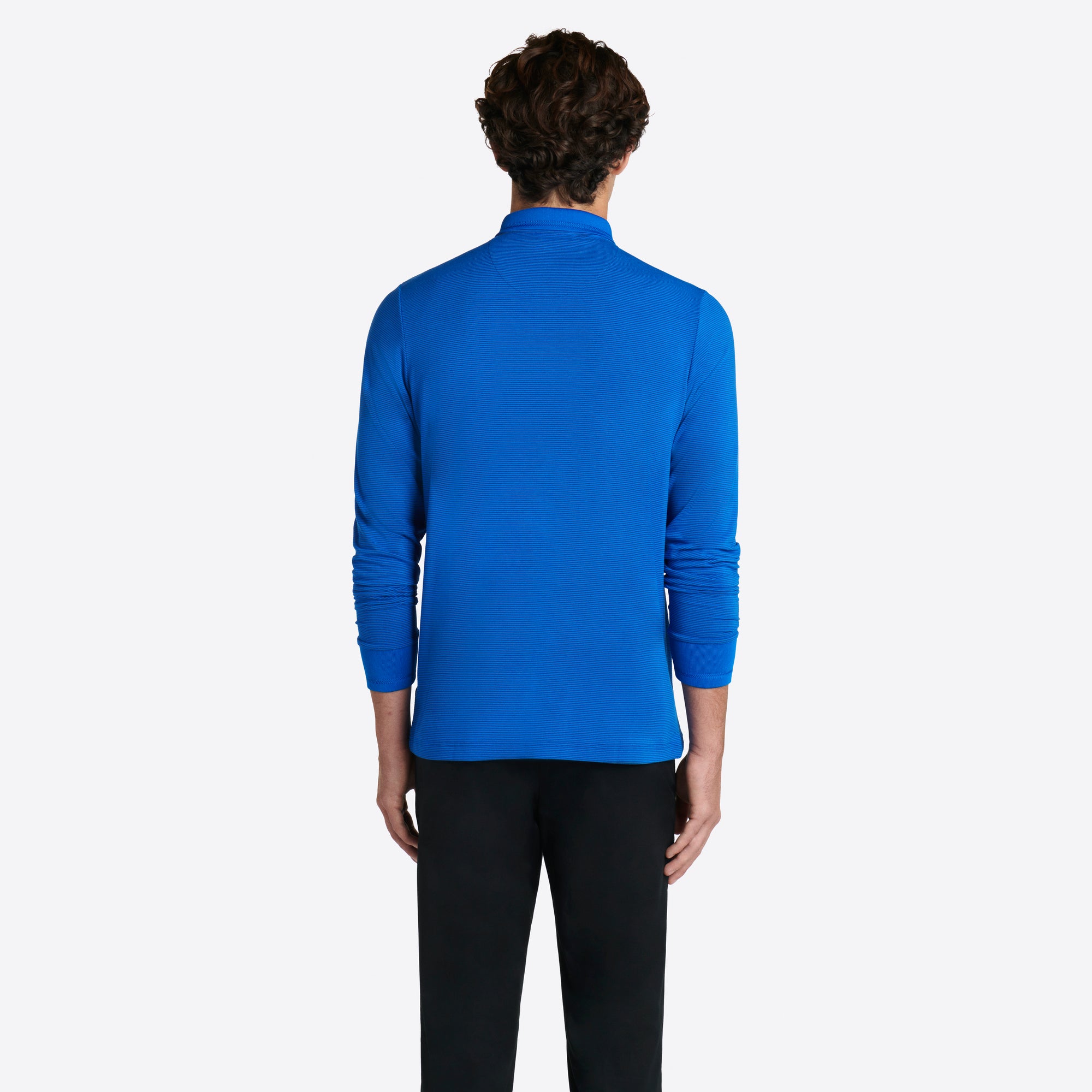 Hairline Stripe Quarter Zip Mock Neck Pullover