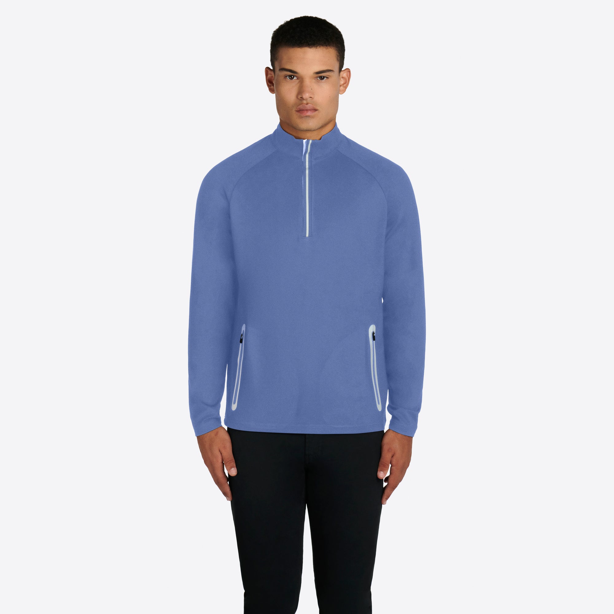 Solid Quarter Zip Mock Neck Pullover