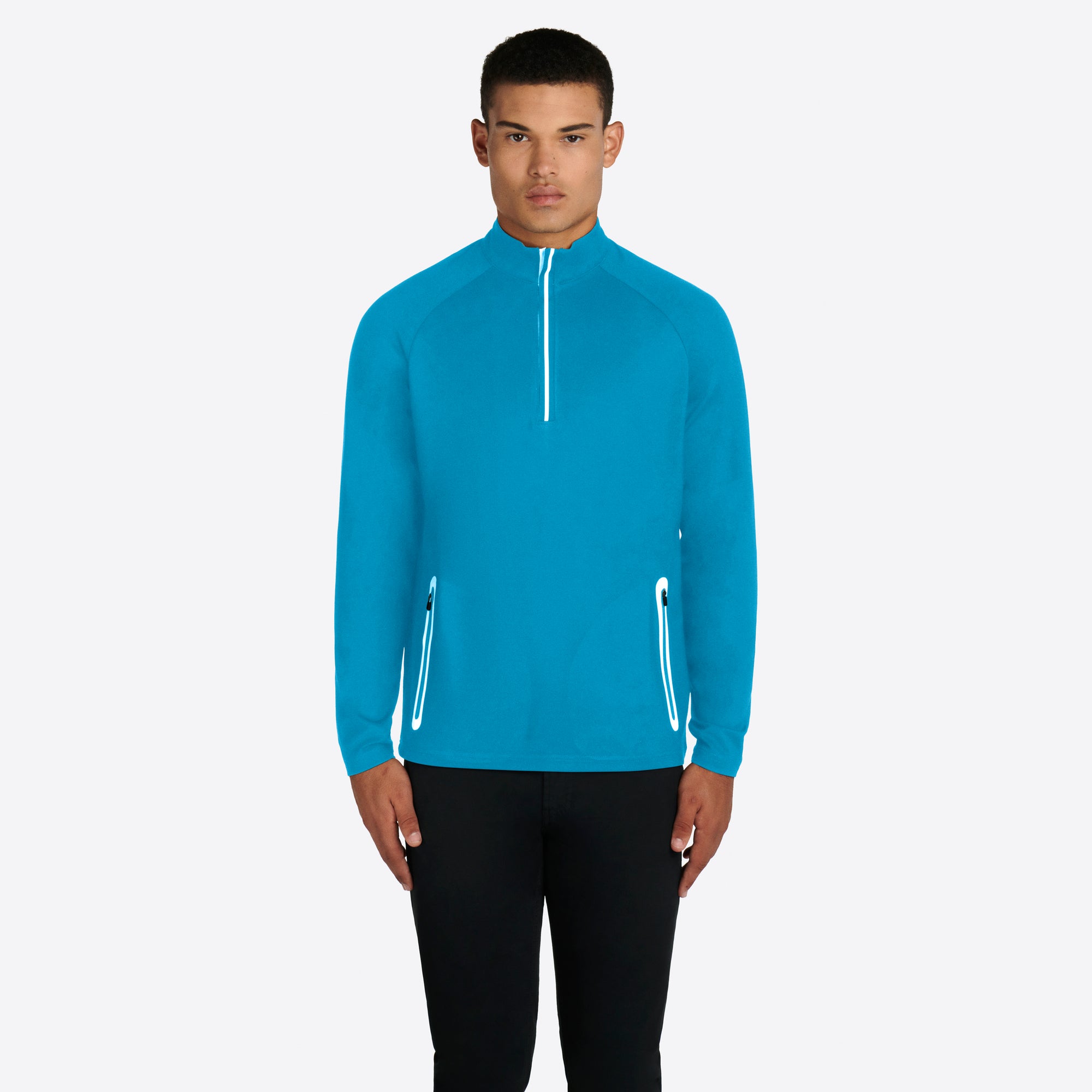Solid Quarter Zip Mock Neck Pullover