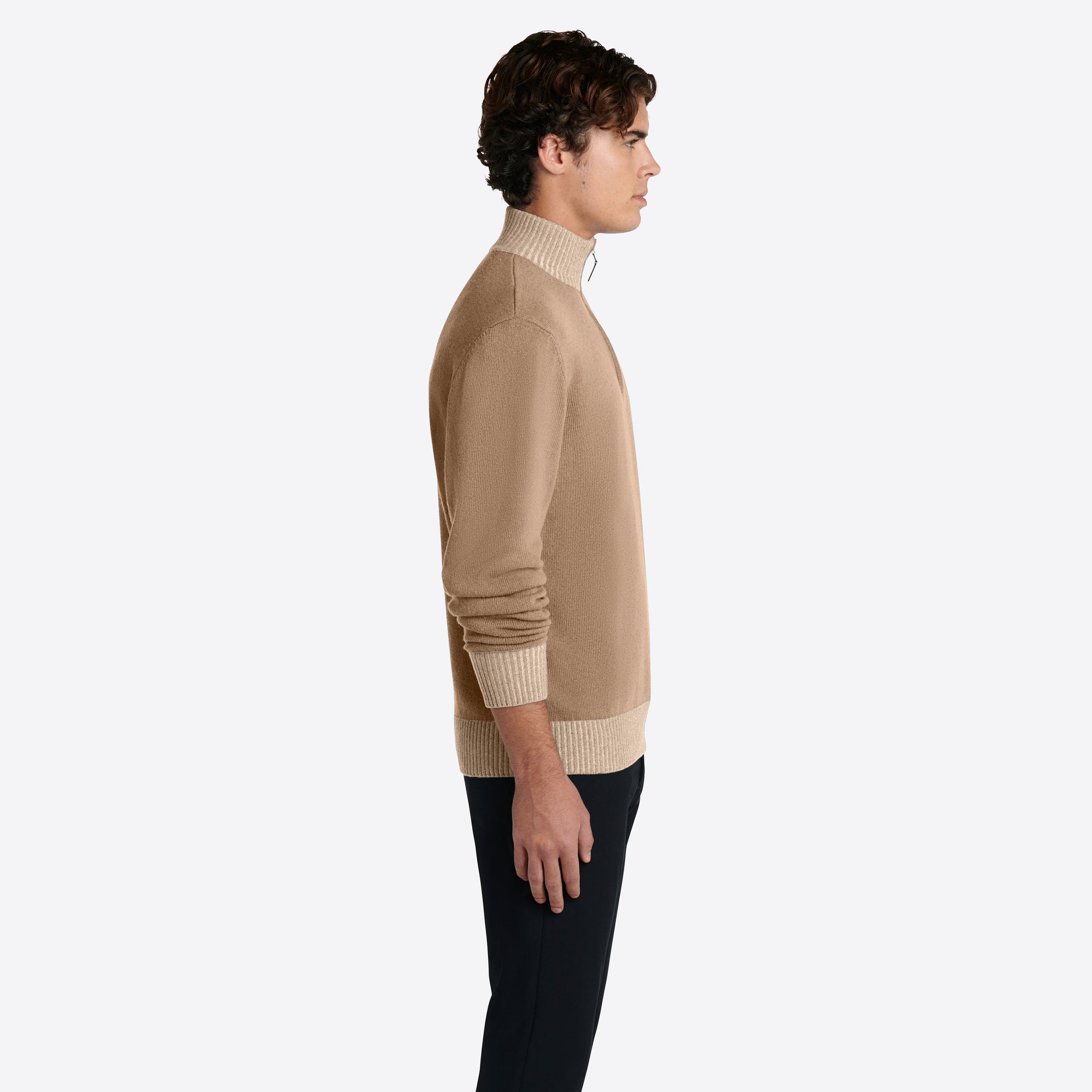 Solid Quarter Zip Mock Neck Sweater