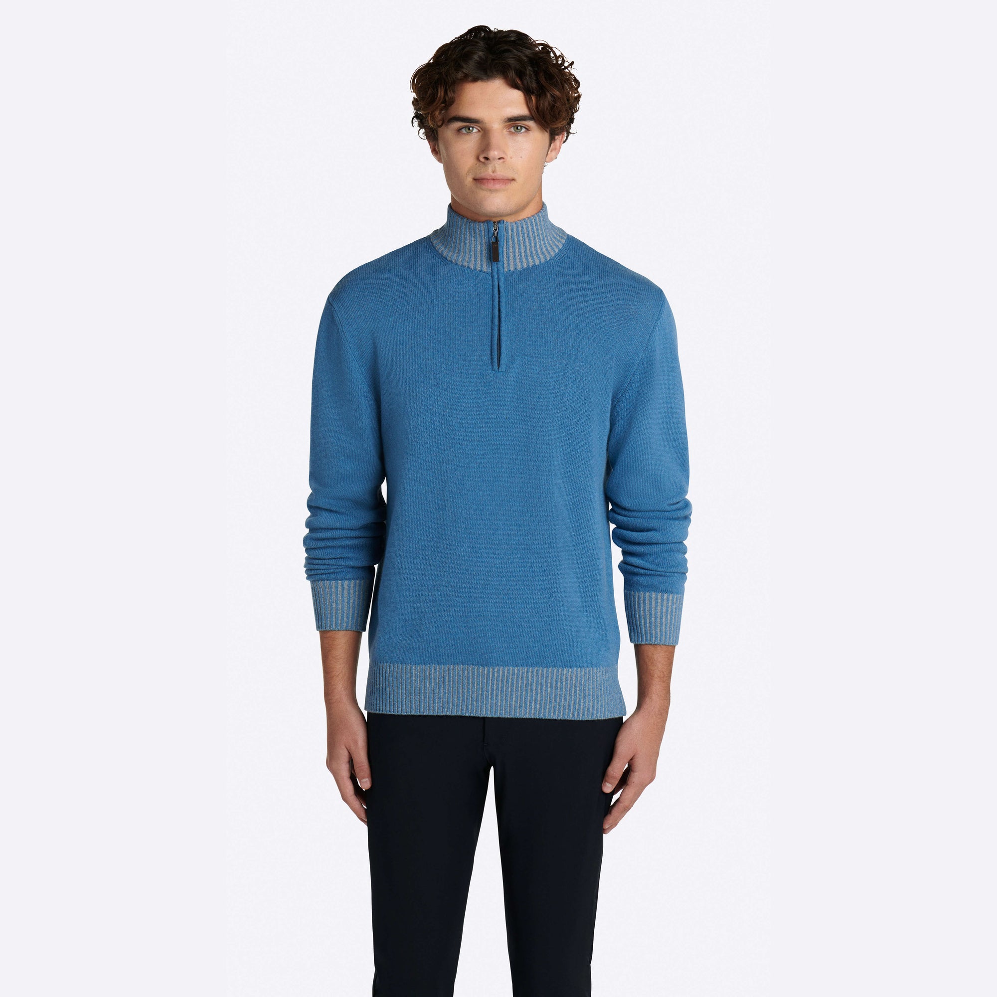 Solid Quarter Zip Mock Neck Sweater
