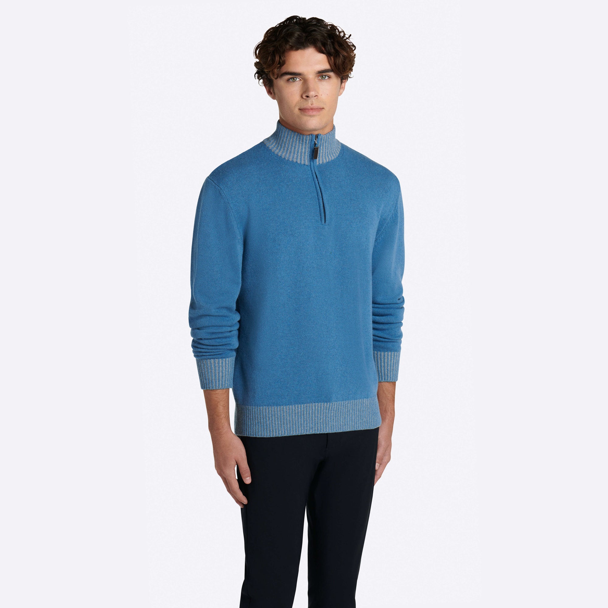 Solid Quarter Zip Mock Neck Sweater