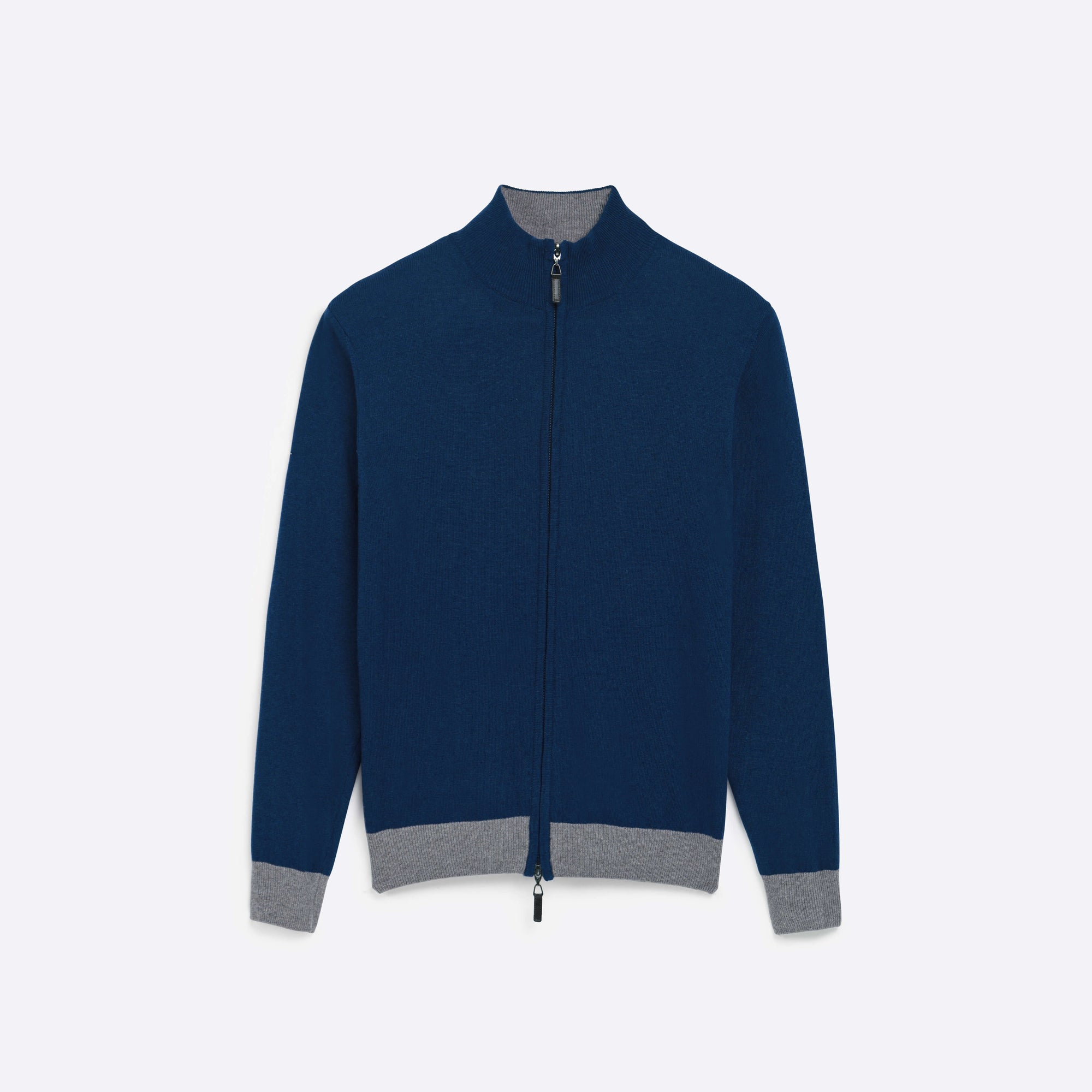 Solid Full Zip Mock Neck Sweater