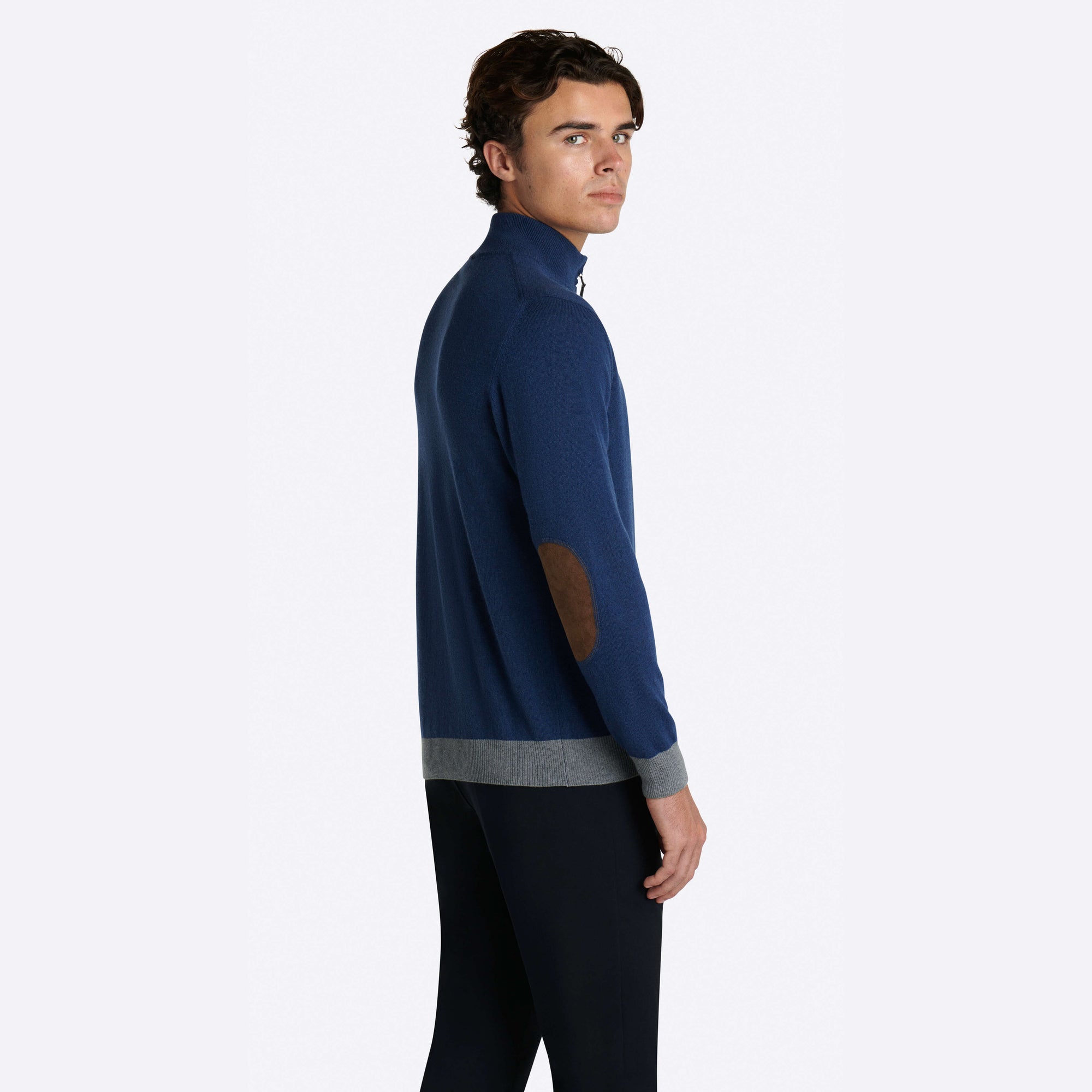 Solid Full Zip Mock Neck Sweater