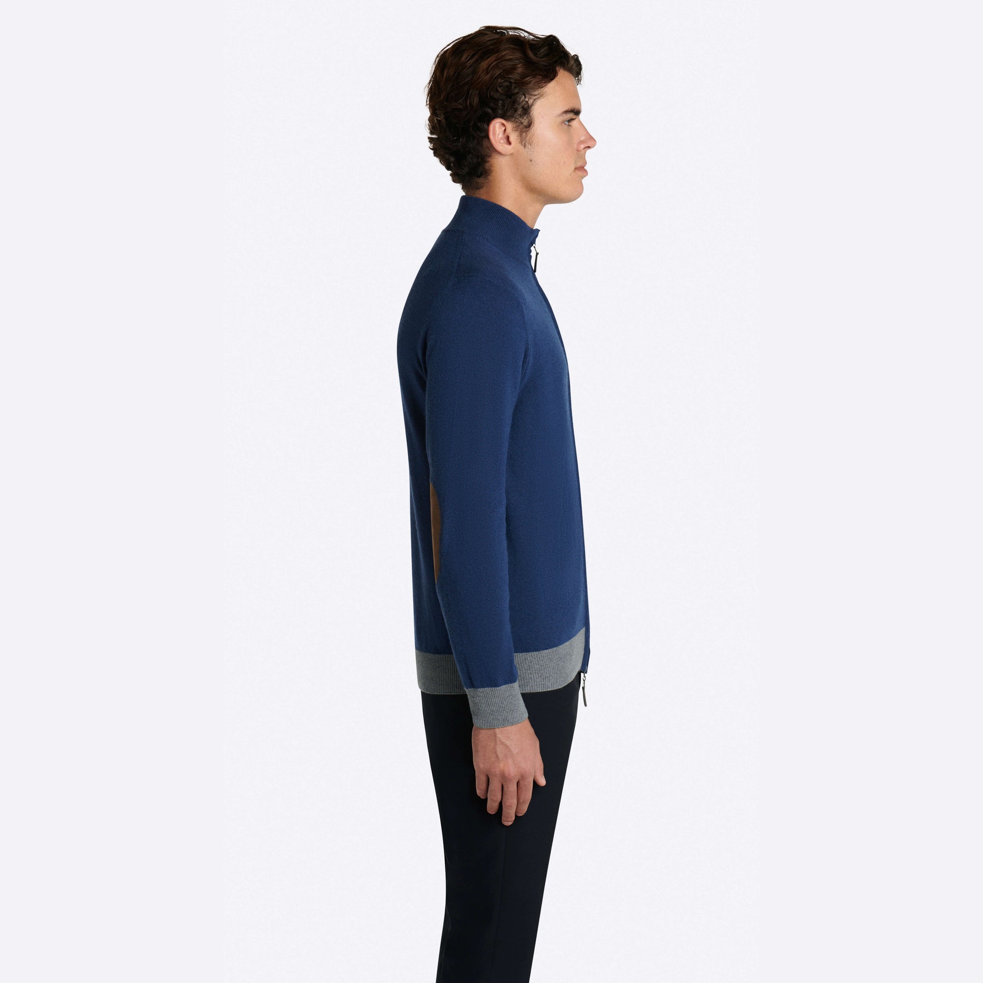 Solid Full Zip Mock Neck Sweater