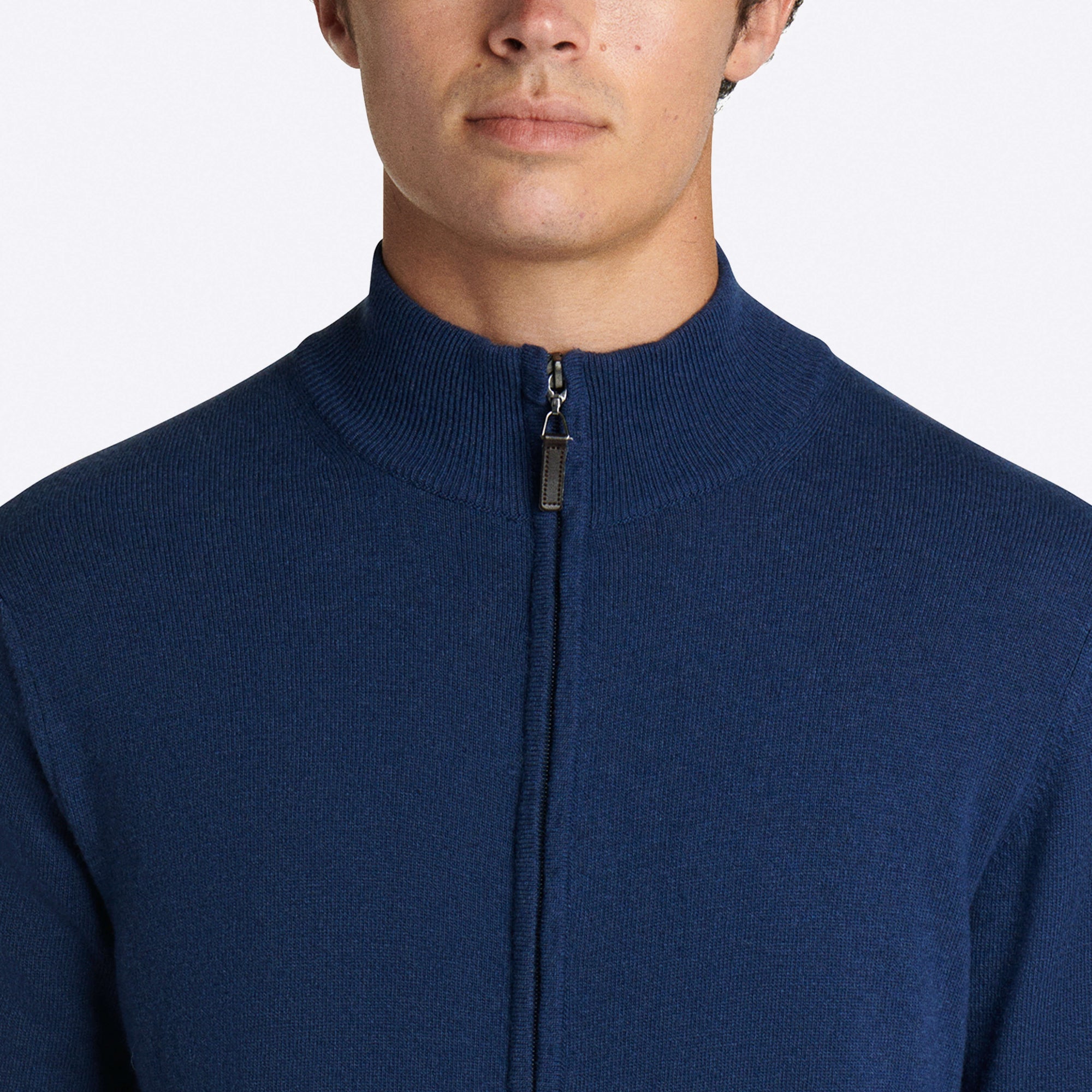 Solid Full Zip Mock Neck Sweater