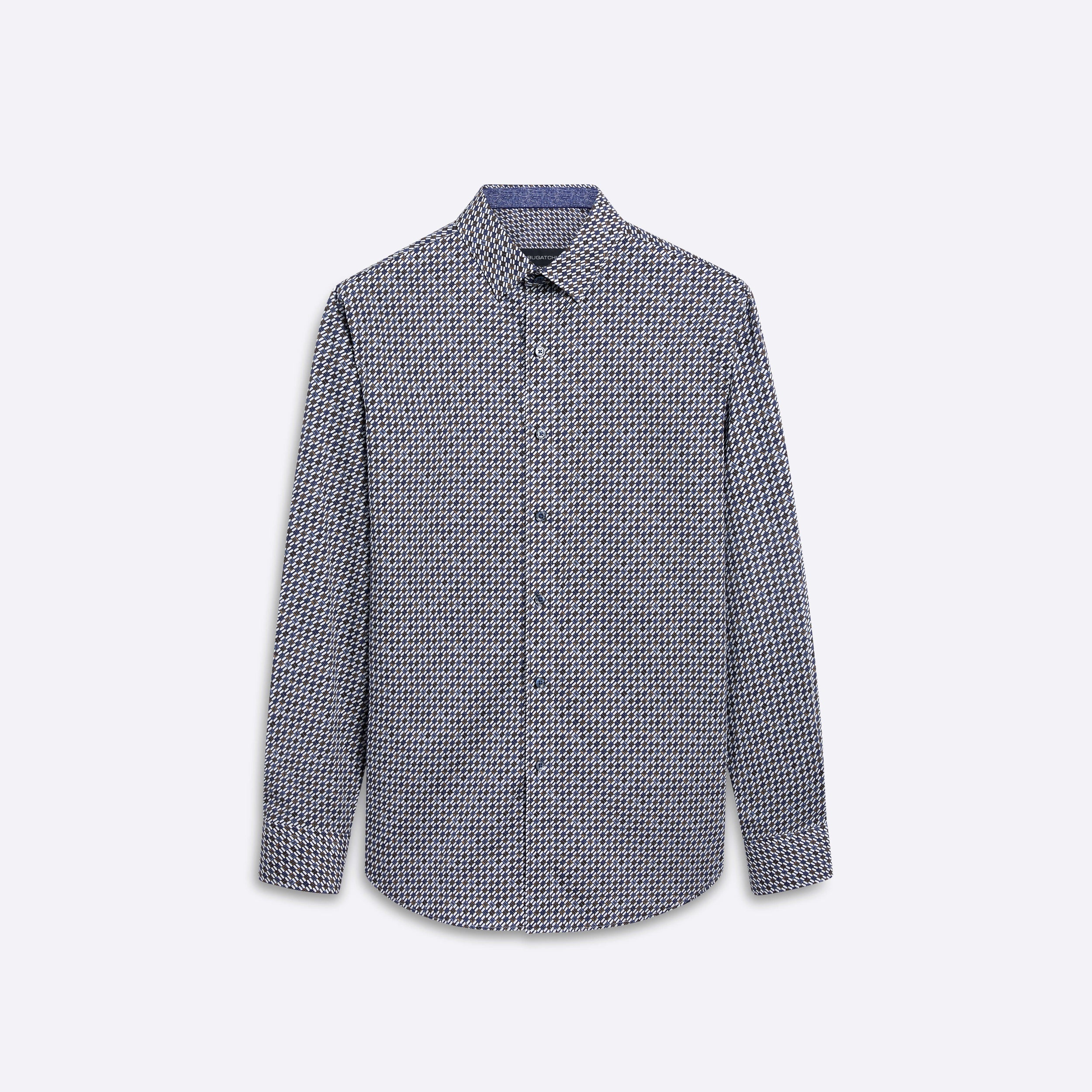 geometric dress shirt Silk Shirts for Men Short Sleeve Geometric Diamond Pattern Silk Dress Shirt