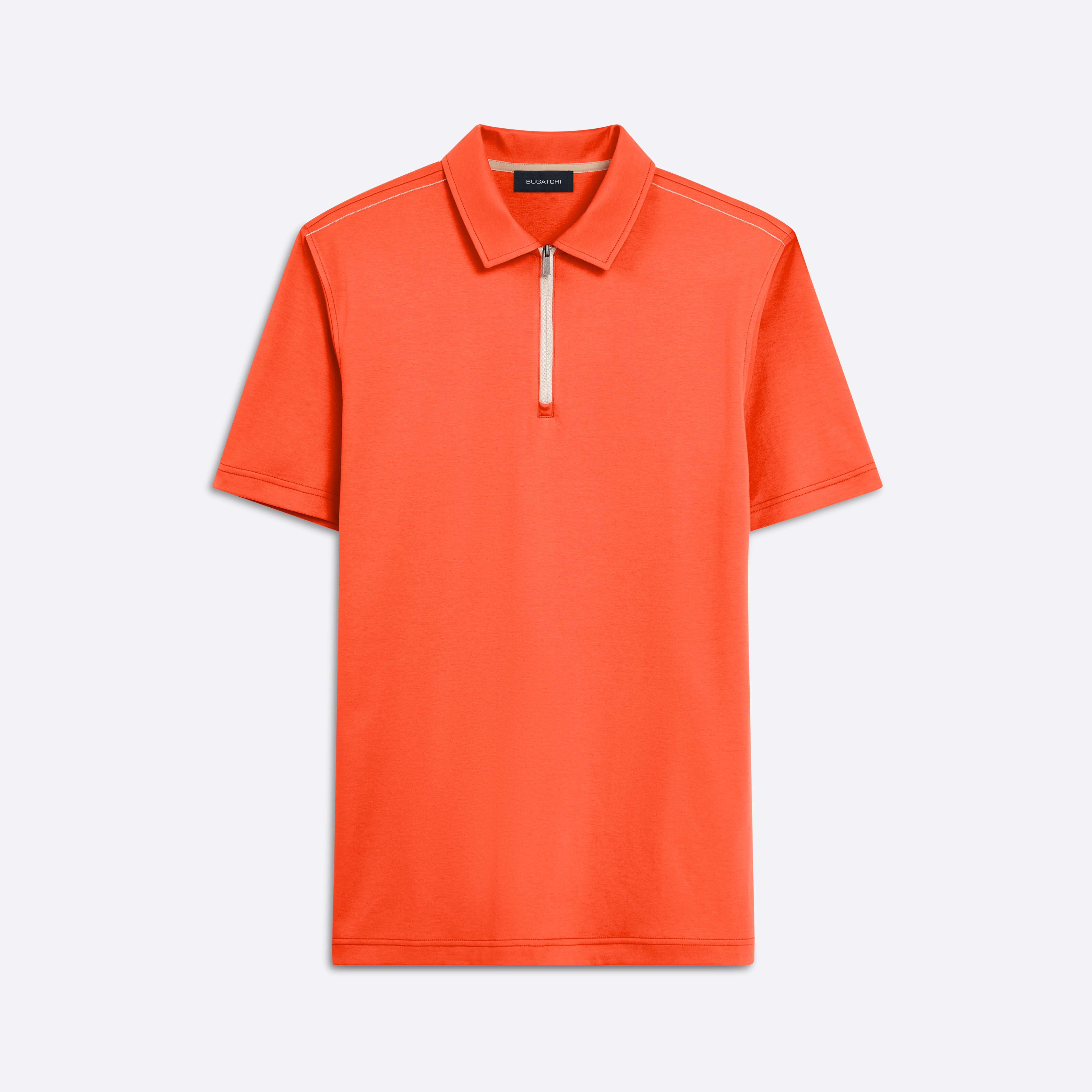 Short Sleeve Quarter Zip Polo in Paprika – BUGATCHI