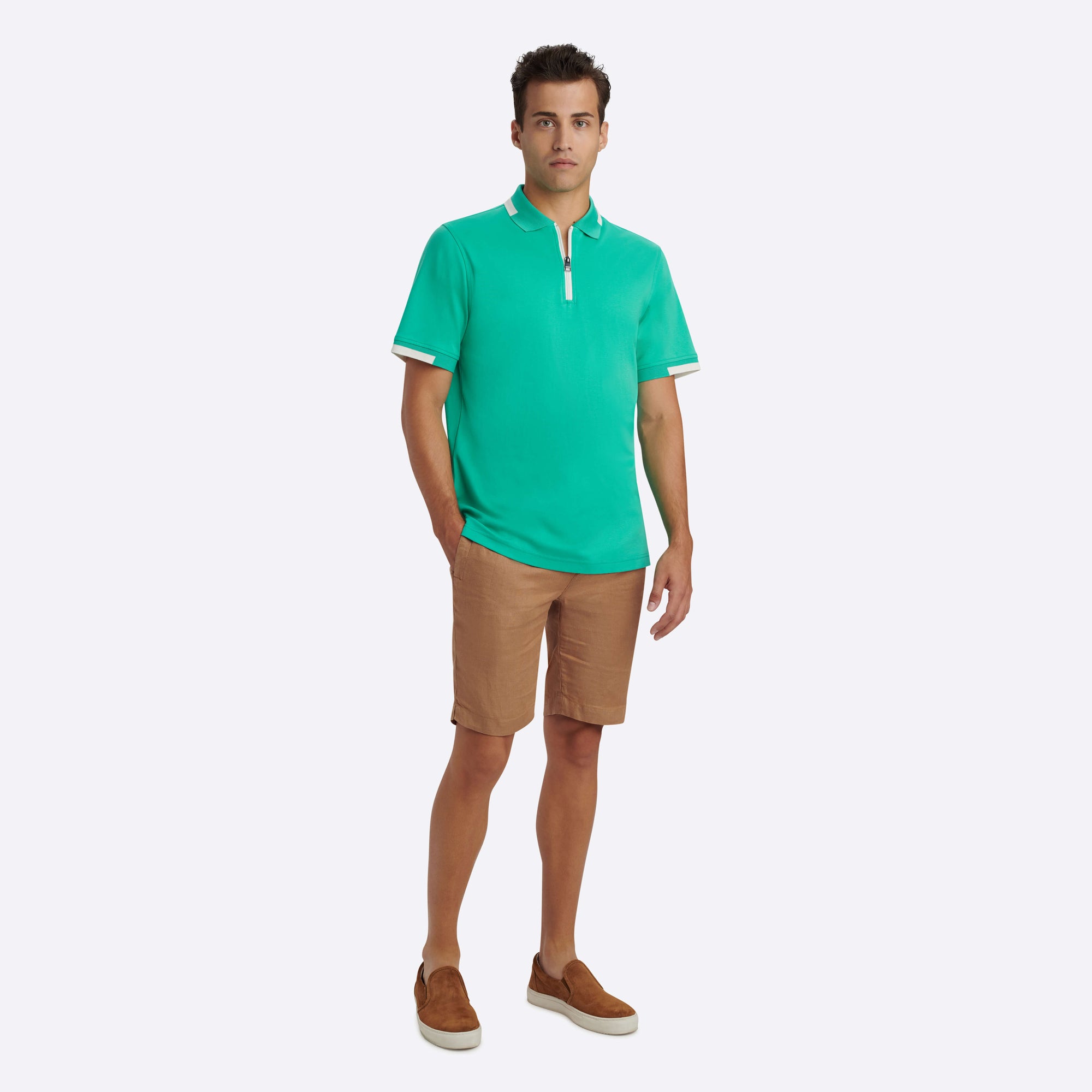 Short Sleeve Quarter Zip Polo