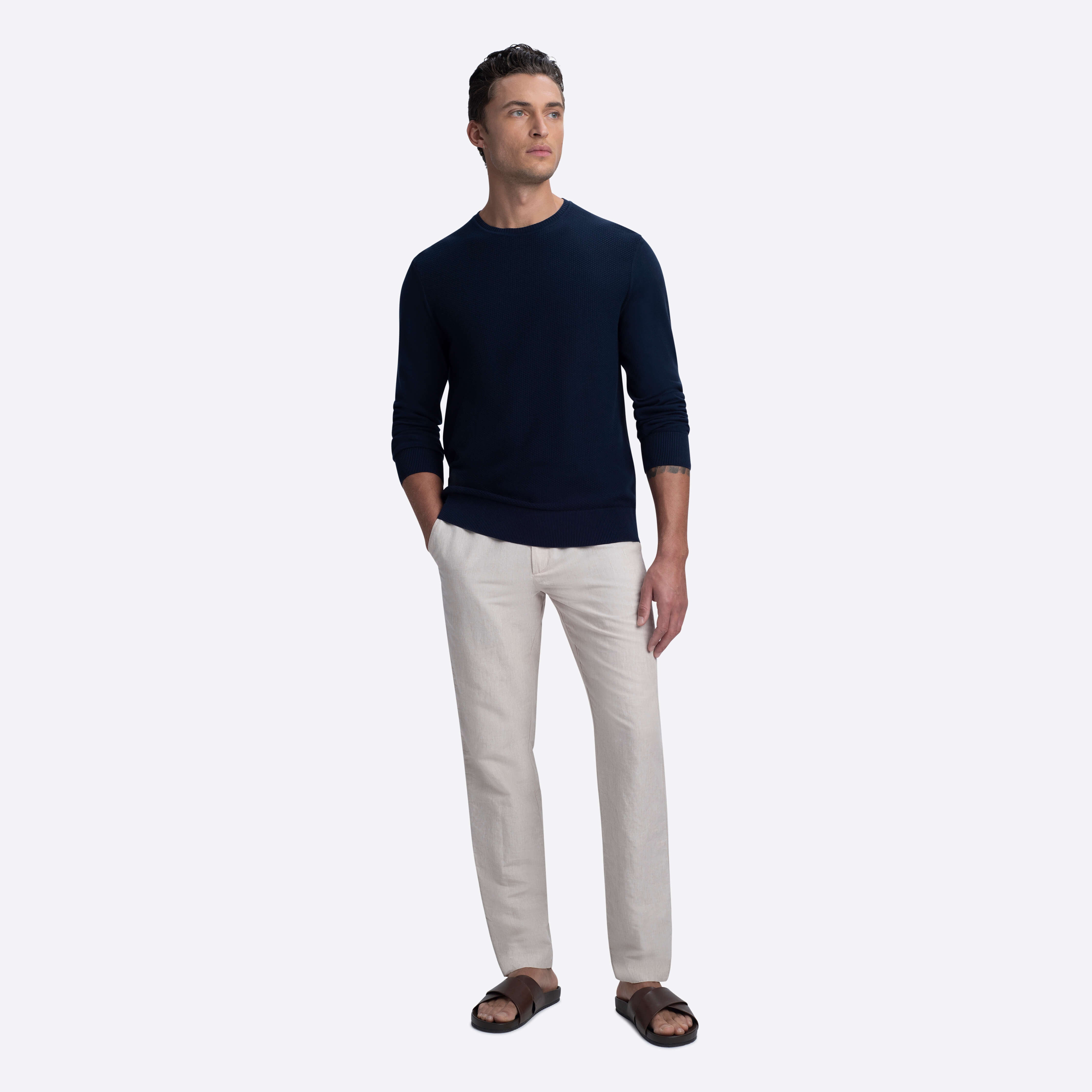 Bird's Eye Crew Neck Sweater – BUGATCHI