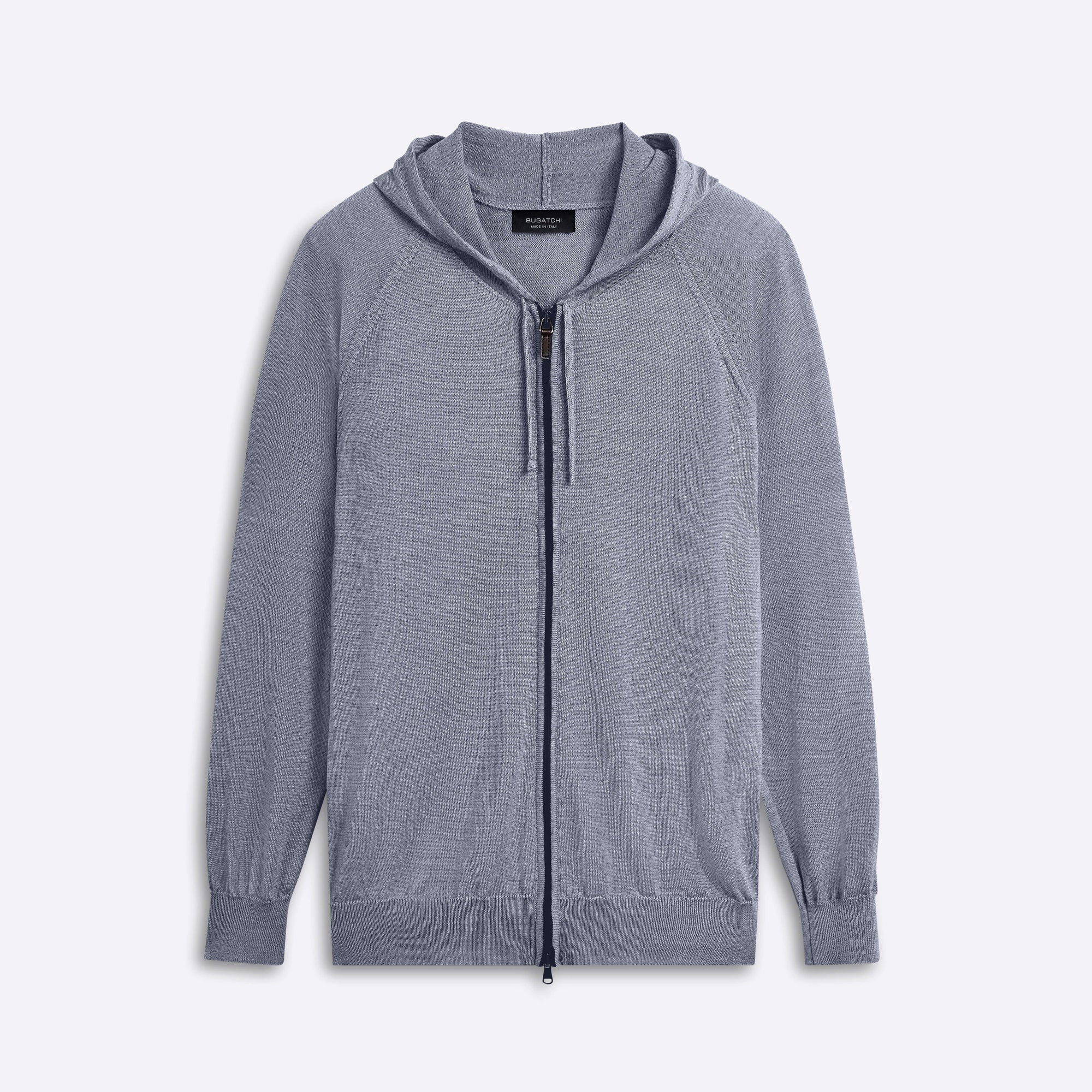 Solid Full Zip Sweater with Hood