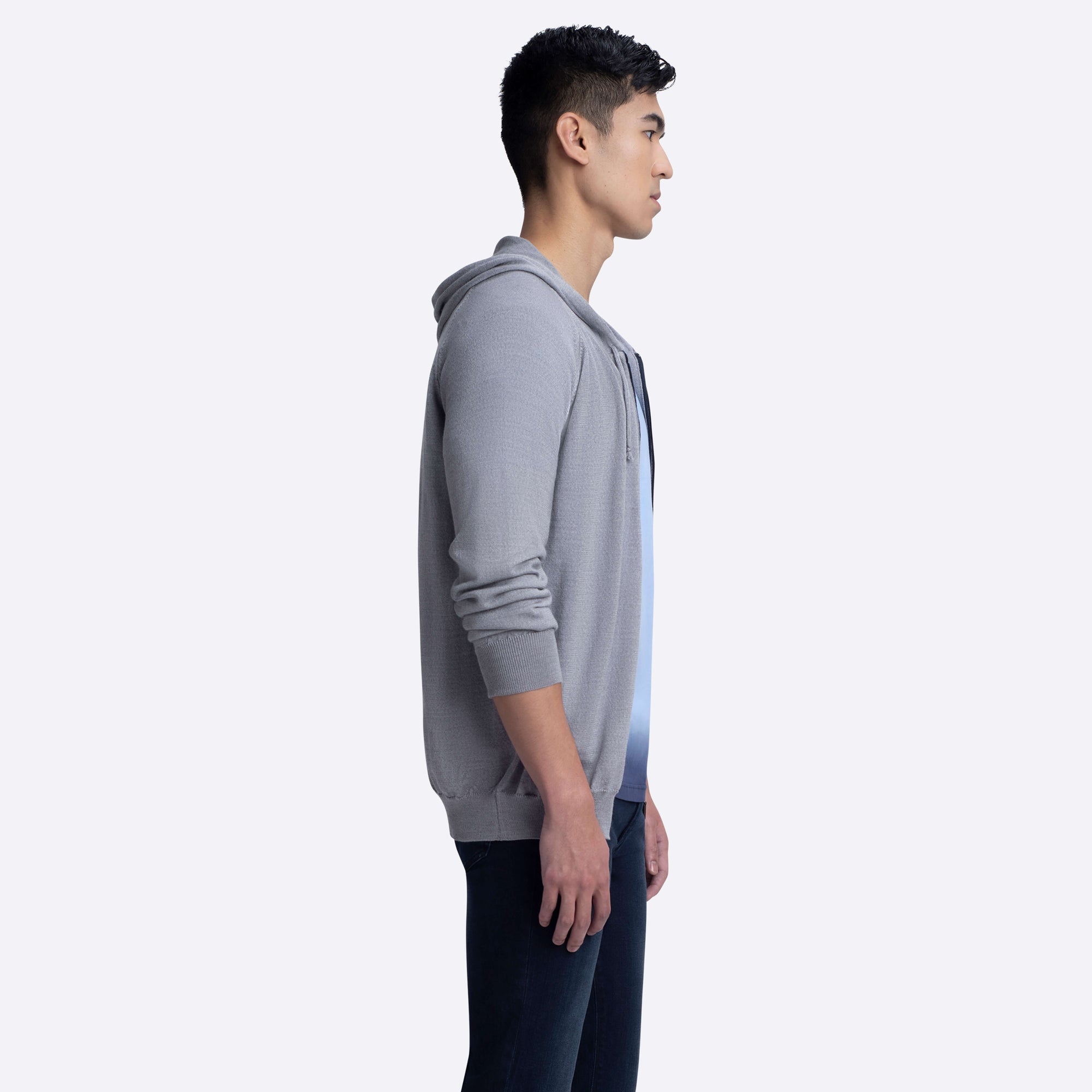 Solid Full Zip Sweater with Hood