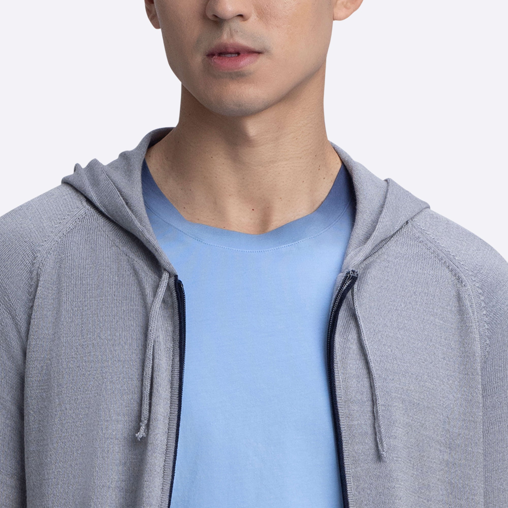 Solid Full Zip Sweater with Hood