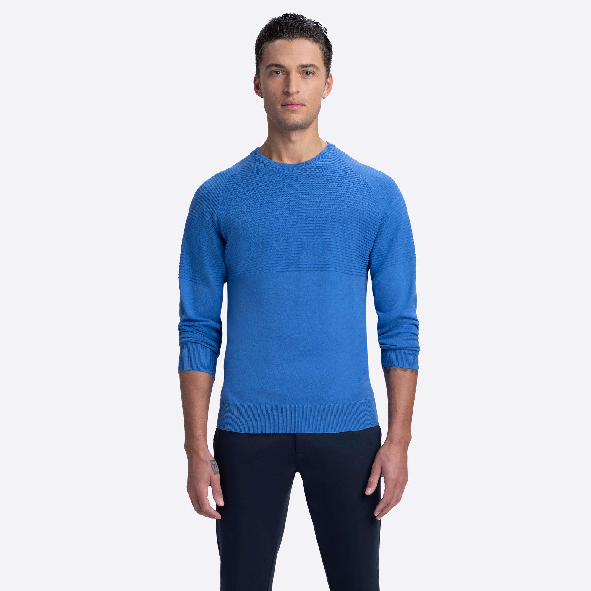 Solid & Stripe Combo Crew Neck Sweater