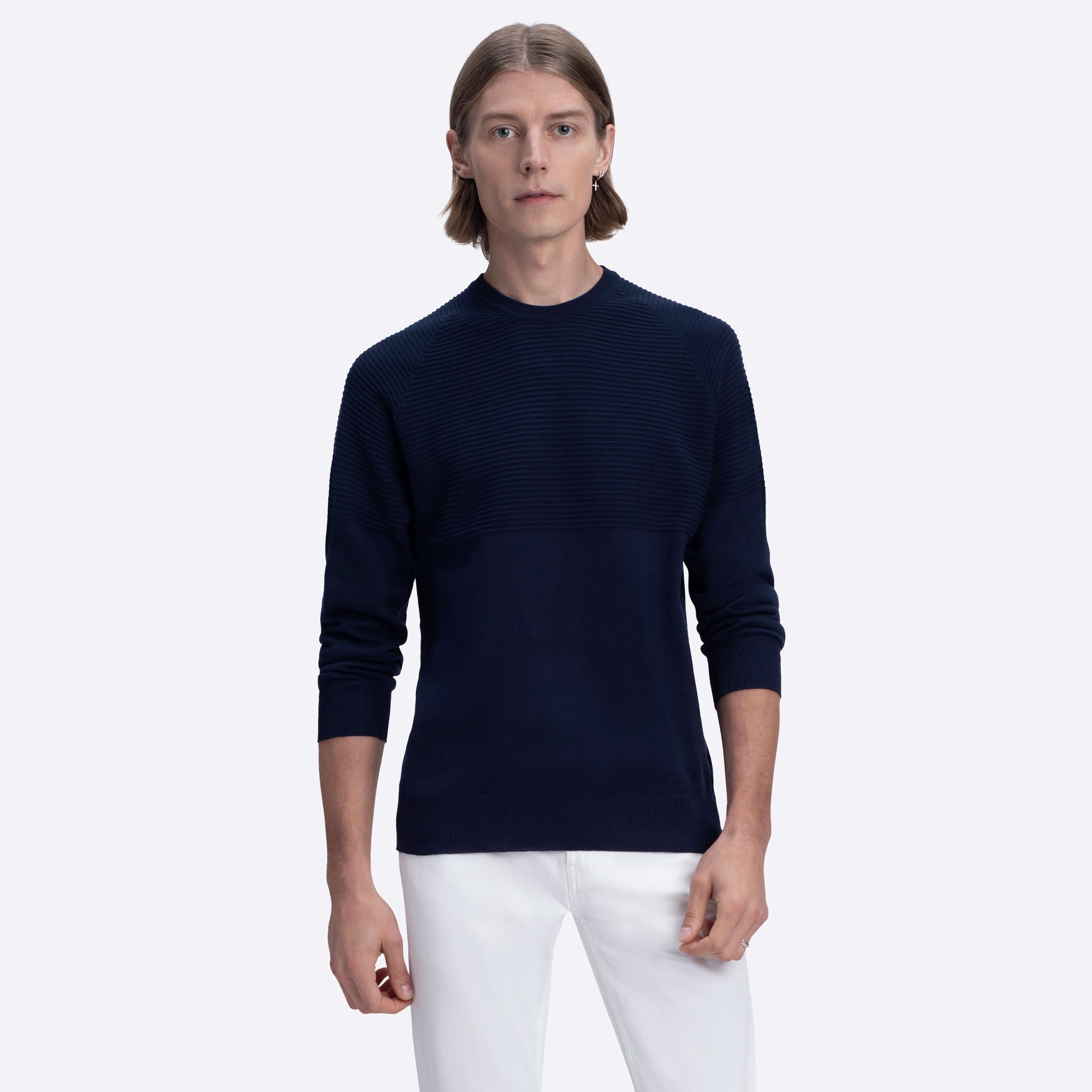 Solid & Stripe Combo Crew Neck Sweater