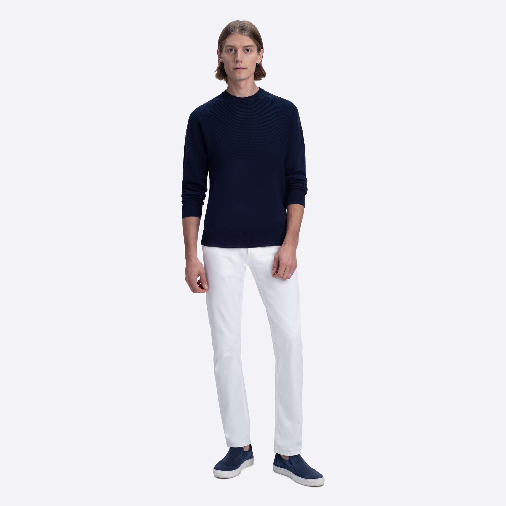 Solid & Stripe Combo Crew Neck Sweater