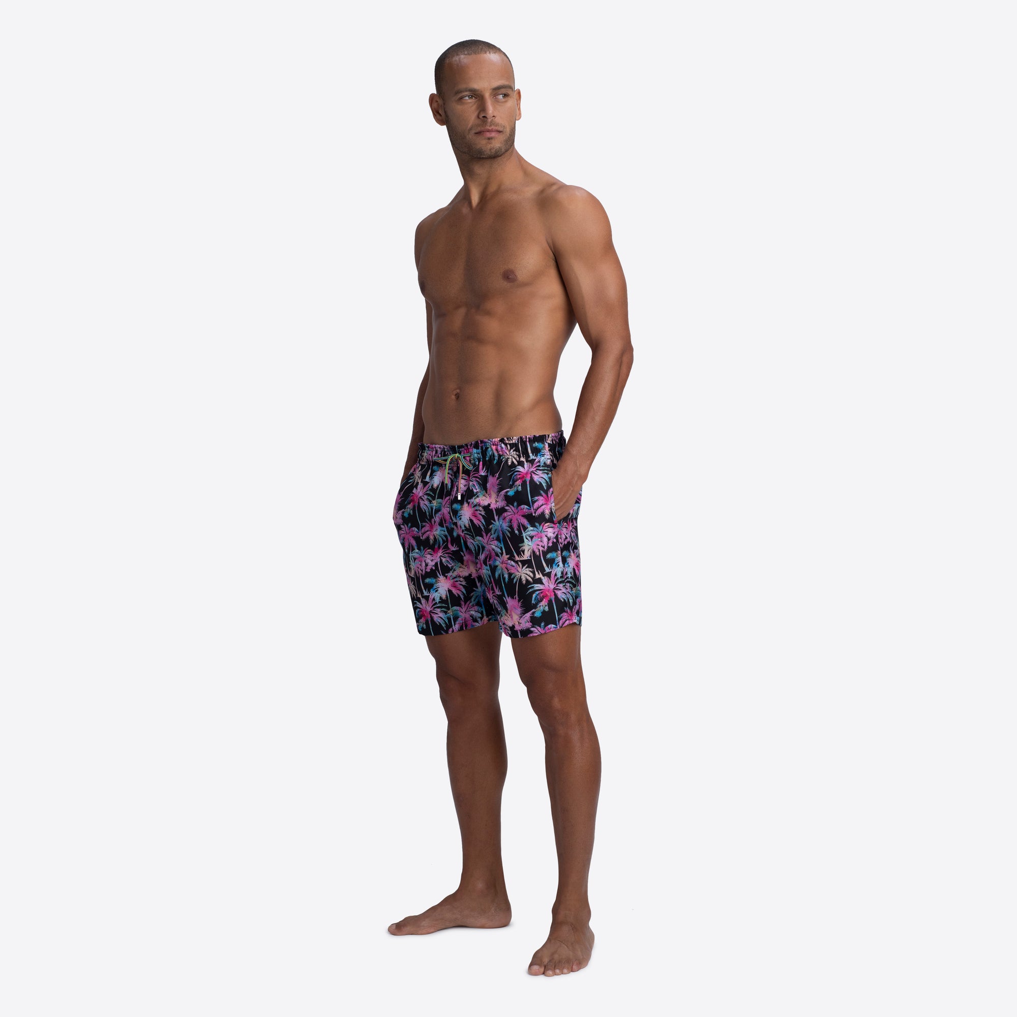COSMO Palm Tree Print Swim Trunks