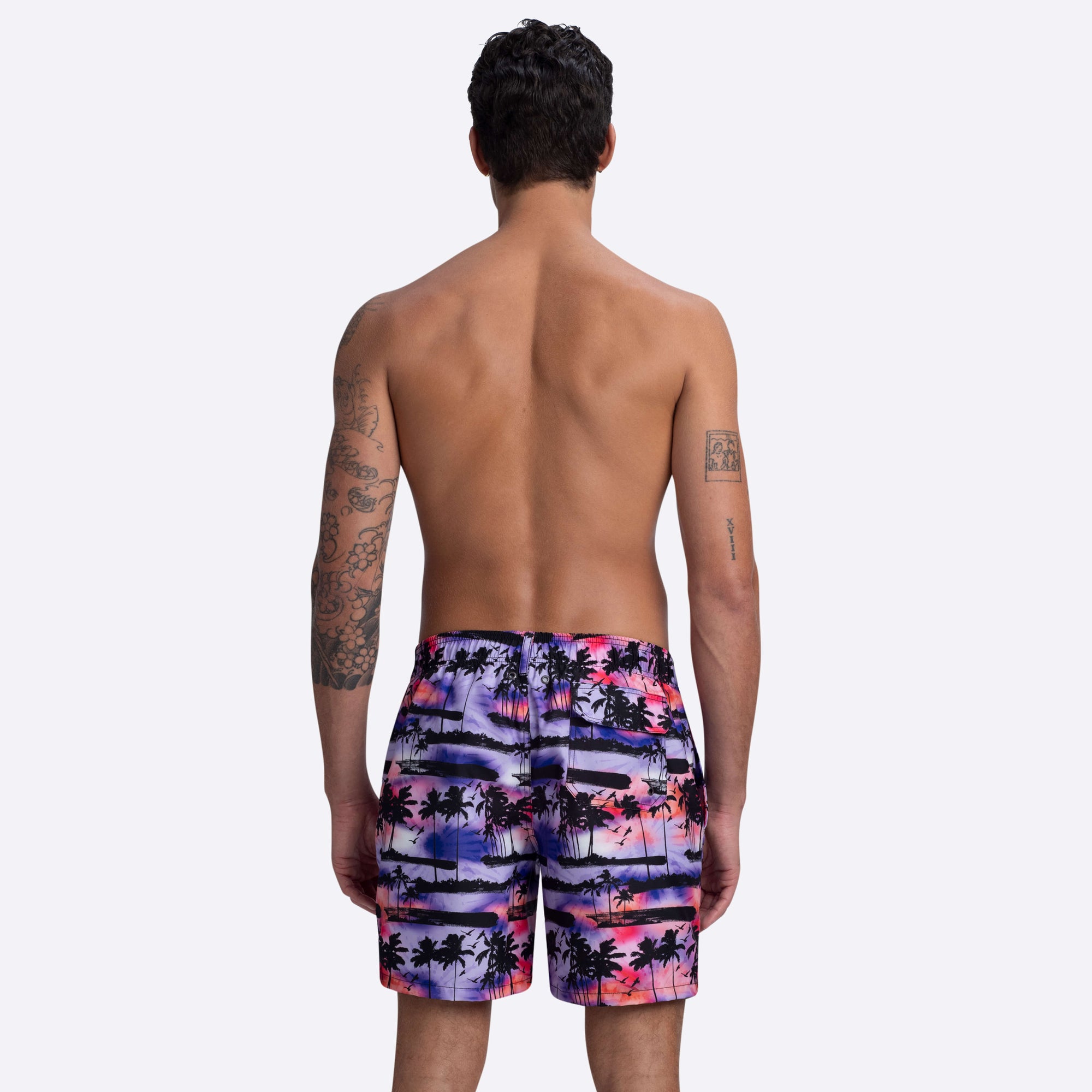 COSMO Palm Tree Print Swim Trunks